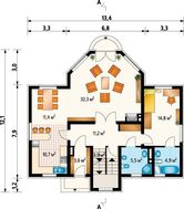 Архитектурный проект загородного дома с большим и малым эркерами