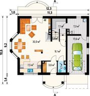 Архитектурный проект красивого загородного дома с эркером и террасой