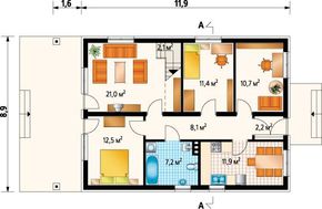 Архитектурный проект просторного и удобного коттеджа с шестью спальнями
