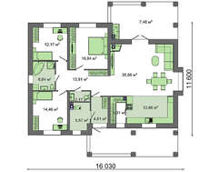 Одноэтажный симпатичный коттедж в средиземноморском стиле