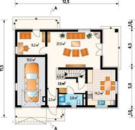 Готовый проект коттеджа более 200 m² с мансардой и гаражом на 1 машину