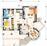 Выделяющийся проект дома с гаражом на два авто в цокольном этаже