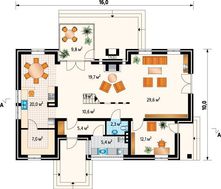 Жилой дом мансардного типа с зимним садом