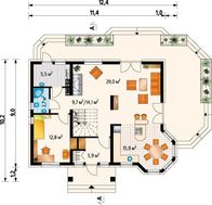 Двухэтажный жилой дом с тремя балконами