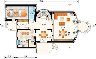 Проект шикарного особняка с полукруглой гостиной