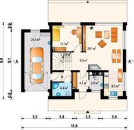 Проект современного мансардного коттеджа с четырьмя спальнями