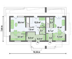 Проект мансардного коттеджа площадью 185 м²