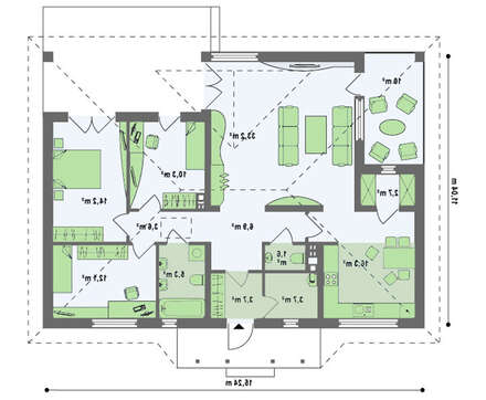 Проект яркого одноэтажного коттеджа площадью 110 кв.м.