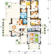 Красивый одноэтажный дом со встроенным гаражом для двух машин