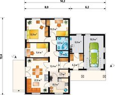 Проект одноэтажного коттеджа на 118 кв. м с пристроенным блоком технических помещений