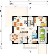Загородный дом с мансардой для небольшой семьи