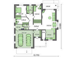 Проект одноэтажного коттеджа с гаражом и мансардой