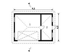 Проект широкого одноместного гаража с кладовкой