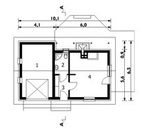 Проект одноэтажного здания с гаражом, санузлом и камином