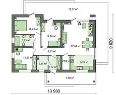 Проект простого одноэтажного коттеджа площадью 120 кв.м