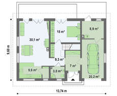 Проект классического коттеджа площадью 205 кв.м с гаражом