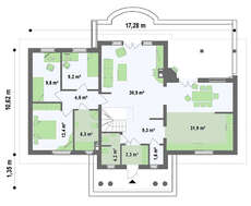 Проект дома площадью 234 м² с четырехскатной крышей