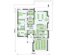 Проект одноэтажного классического коттеджа  площадью 172 кв.м с гаражом и мансардой