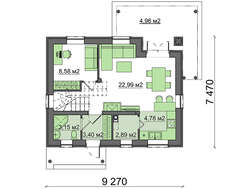 Проект белого коттеджа с мансардой, выполненного в классическом стиле