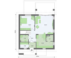 Проект классического коттеджа средних размеров с двухскатной крышей