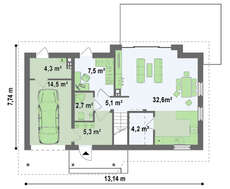 Проект стильного одноэтажного коттеджа с мансардой площадью 149 кв.м.