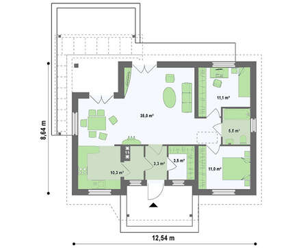 Проект дачного домика площадью 80 кв.м.