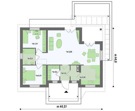 Проект дачного домика площадью 80 кв.м.