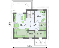 Проект бюджетного простого дома с мансардой
