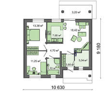 Проект небольшого одноэтажного коттеджа