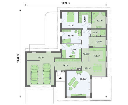 Проект одноэтажного коттеджа в скандинавском стиле