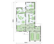 Проект большого одноэтажного коттеджа площадью 270 кв.м. с большим гаражом