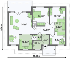 Проект большого дома площадью 230 кв.м. с мансардой