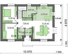 Проект классического 1,5-этажного коттеджа