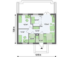 Проект дачи площадью 50 кв.м.