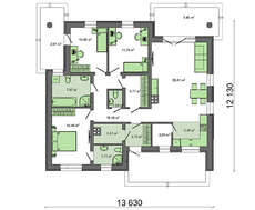 Проект одноэтажного коттеджа площадью 116 кв.м.