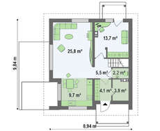 Проект коттеджа с мансардой площадью 129  кв.м.