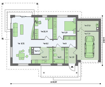 Проект комфортного классического одноэтажного дома с гаражом