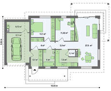 Проект комфортного классического одноэтажного дома с гаражом