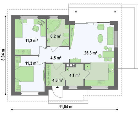 Проект простого недорогого одноэтажного дома