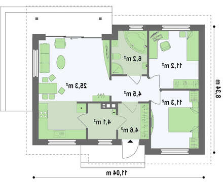 Проект простого недорогого одноэтажного дома