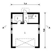 Гаражное здание с жилой частью на чердаке