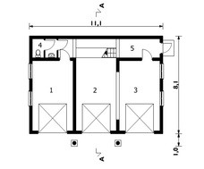 Архитектурный проект гаража на 3 машины