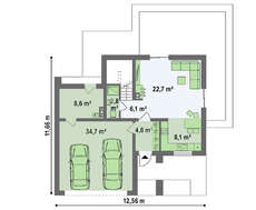 Небольшой двухэтажный коттедж с плоской кровлей