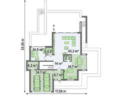 Небольшой коттедж для наклонного участка