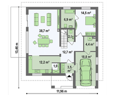 Классический проект загородной усадьбы с мансардой и с гаражом