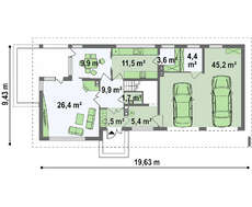 Современный двухэтажный коттедж с гаражом в пристройке