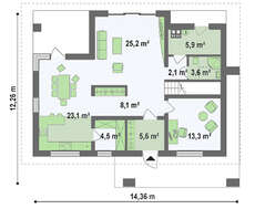 Проект дома с мансардой в строгом стиле