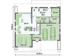 Загородный двухэтажный дом с плоской кровлей
