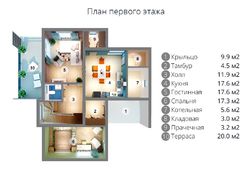 Необычный двухэтажный дом с кирпичным декором