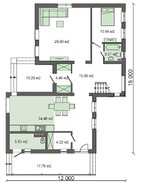 Проект современного коттеджа с раздельными гостиной и кухней-столовой